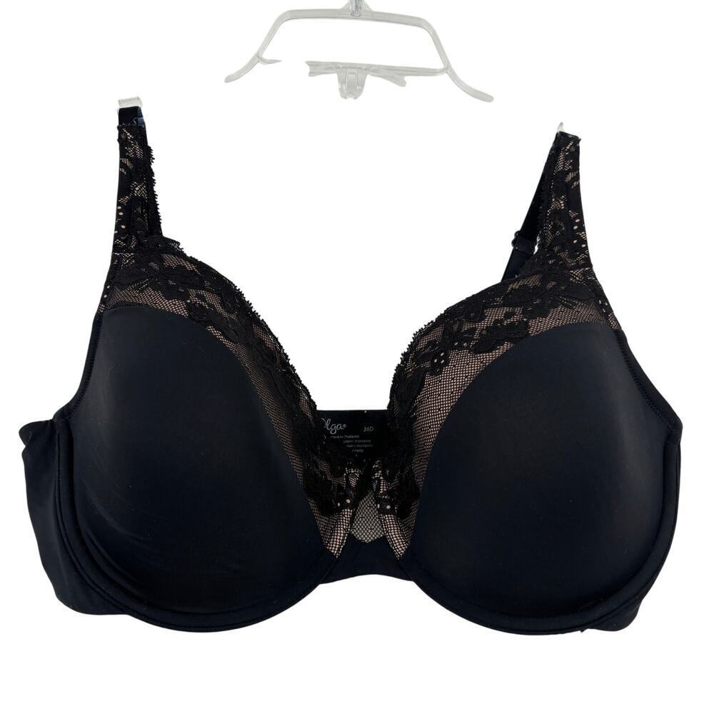 Olga T-Shirt Bra Size 36D Black Cloud 9 Lace Underwire Contour Comfort Support